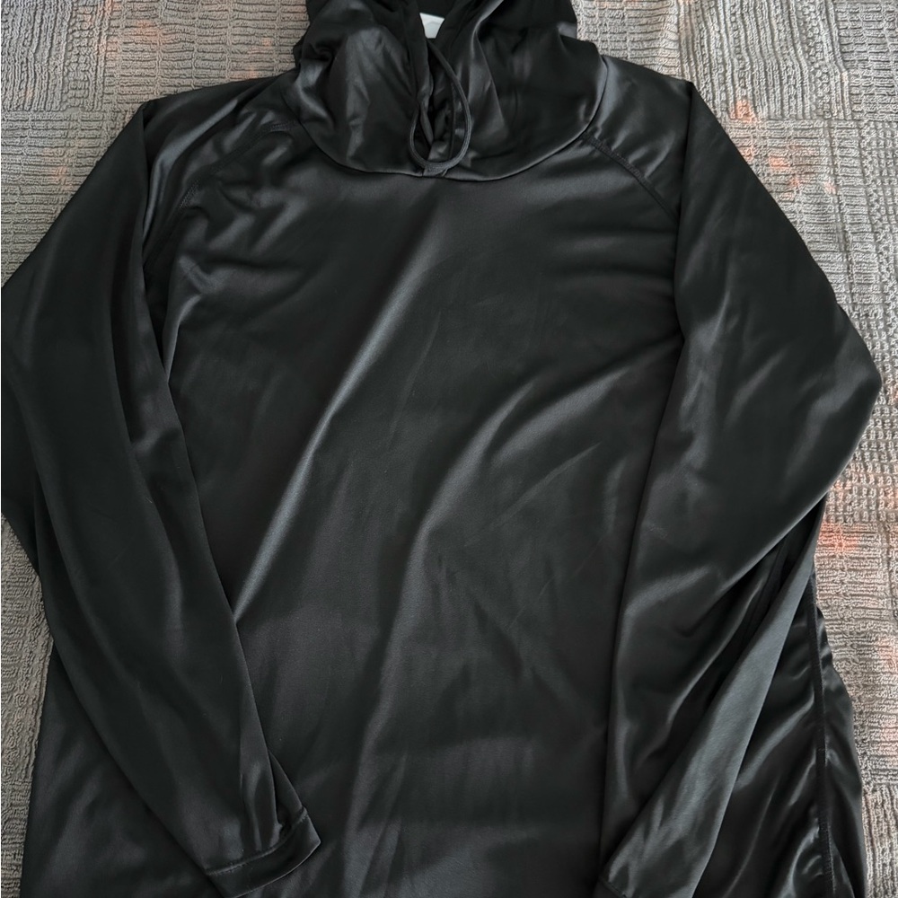 Black Hooded Long Sleeve Top